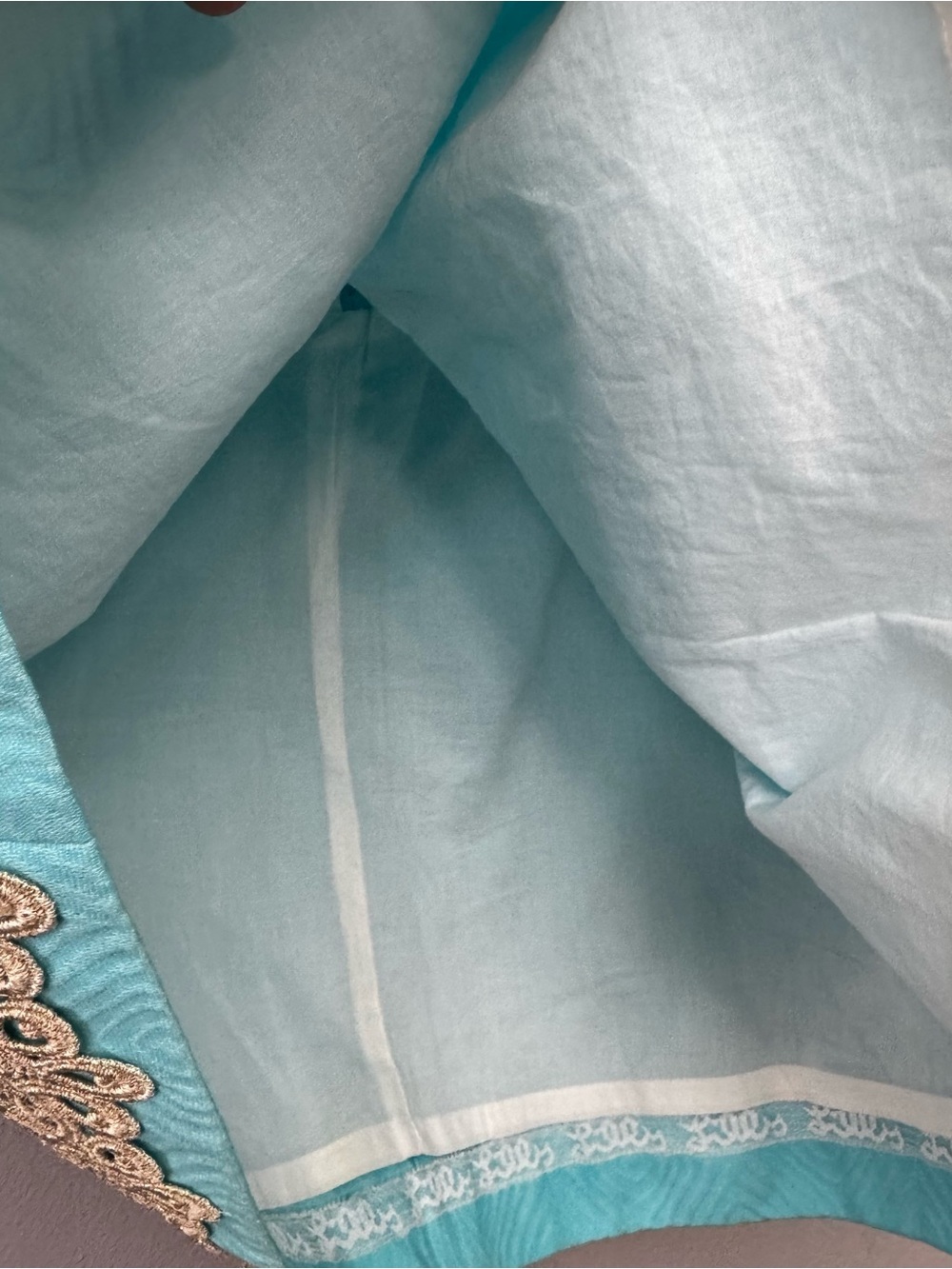 Lilly Pulitzer Betsey Strapless Wave Jacquard Dress Aqua Blue Gold Lace Trim 6 - Picture 6 of 14
